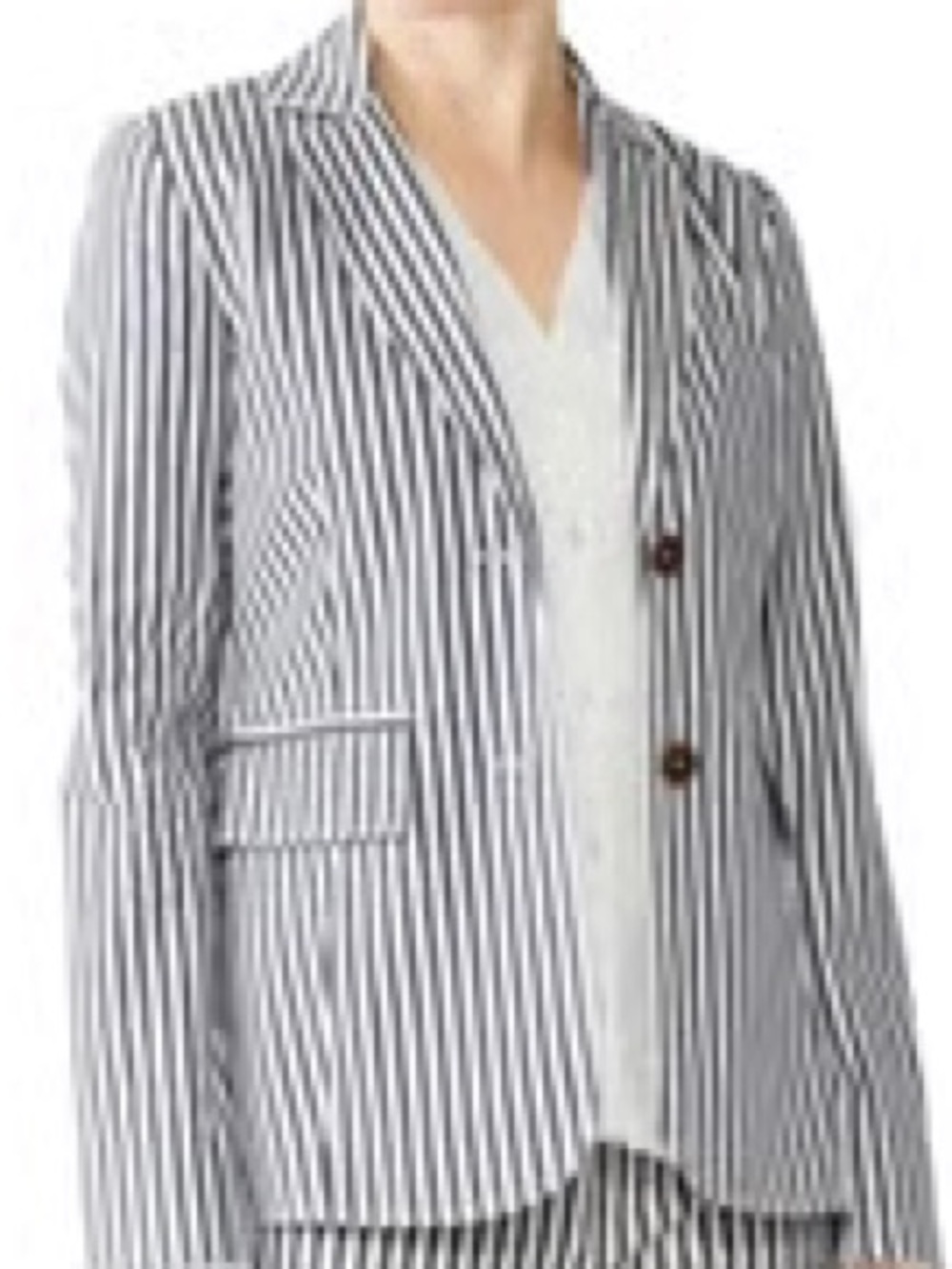 Derek Lam 10 Crosby Blue White Striped Cotton Two Button Blazer Size 10